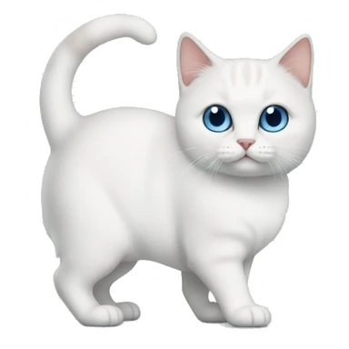 White munchkin cat blue with eyes standing sticker