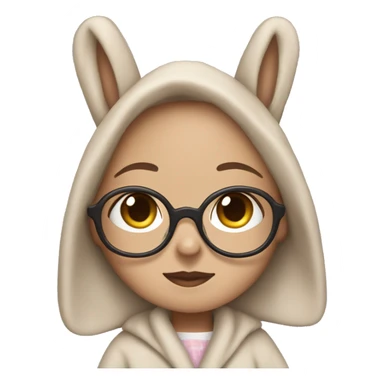 girl with glasses and teddy bear that’s wearing a bunny dressing gown  sticker
