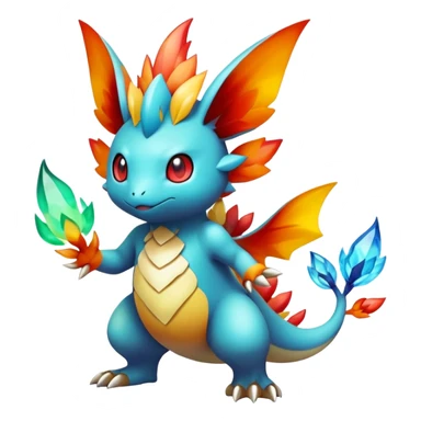 Elemental magical colorful exotic animesque Pokémon-Fakémon-creature, (full body) sticker