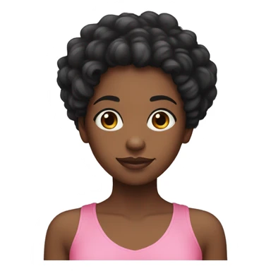 Black girl with long black curly hair wearing pink with no sleeves sticker