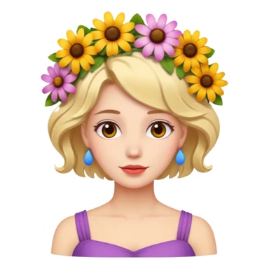 Women with flowers in her hair and flowers all around  sticker