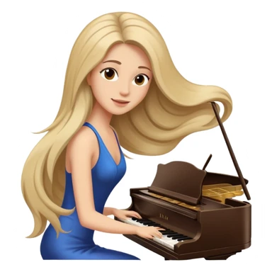 woman with very long flowing hair playing the piano sticker