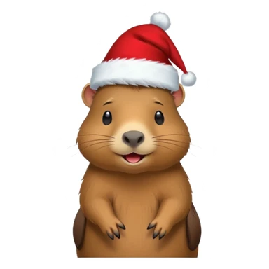 Capybara con gorrito de navidad con un montón de poses para paquete de sticker de WhatsApp que hablen peor ejemplo hola o algo asi sticker