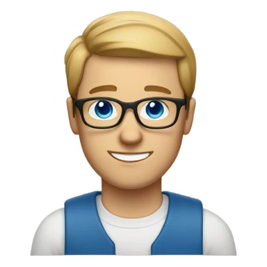  White guy with blue eyes square glasses and straight light brown  and laptop  sticker