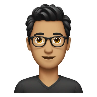 a guy with dark hair with high bun with glasses sticker