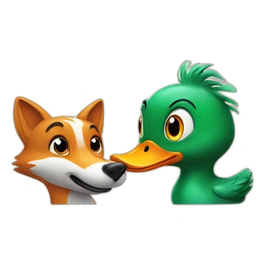 duck and fox sticker