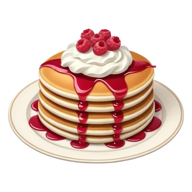 Raspberry and whip cream pancakes on plate  sticker
