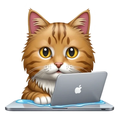 cat at pc wet sticker