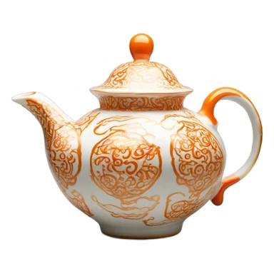orange and gold detailed porcelain  tea pot  sticker