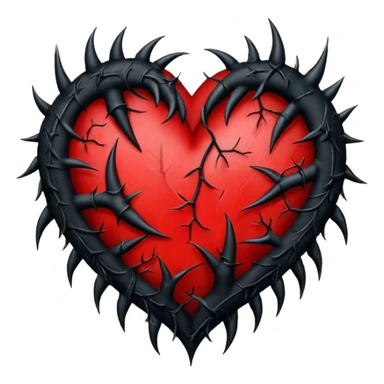 emo heart with full moon and dark thorns sticker