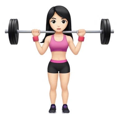 Girl with long black hair lifting weights  sticker