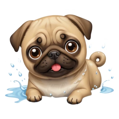 Pug  nadando sticker