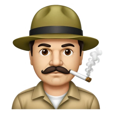 El Chapo drug lord with mustache smoking marijuana sticker