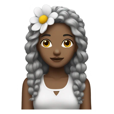 greyscale girl with flower hair sticker