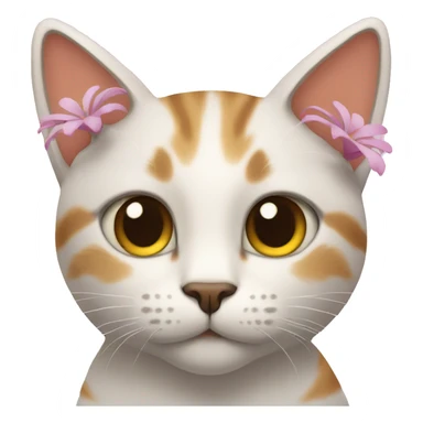 Cat with flower in his right ear sticker