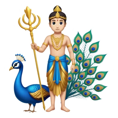 Give Lord murugan with blue peacock and vel staff as keypad emoji give as copy paste sticker in keyboard  sticker