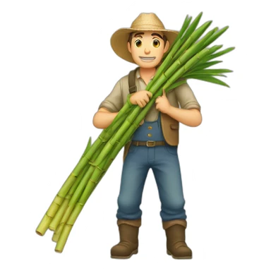 A farmer with carrying sugarcane  sticker