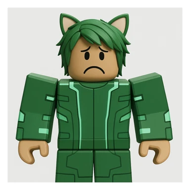 Edit the character in the reference image to have a sad expression, keeping the original Roblox style, outfit, and face color exactly as in the reference image. sticker