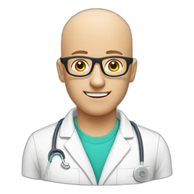 physiotherapist bald glasses and beatd sticker