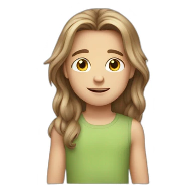 White child boy with long but not so longhair brown sticker