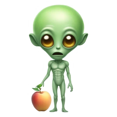 A alien Apple a man with peach sticker