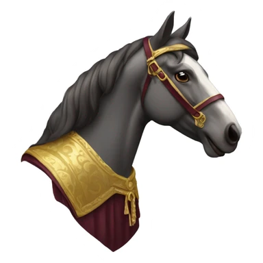 Gilded saddle vintage piebald dark gray horse face gilded maroon  robes sticker