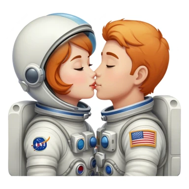 Astronaut couple kissing together  sticker