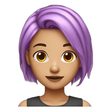girl purple hair and pink sticker