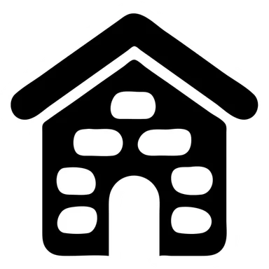 stone house, solid black icon style sticker
