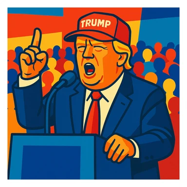 Donald Trump speaking at a rally sticker