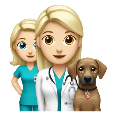 blonde nurse with blue eyes, with a wimaraner and black cat sticker