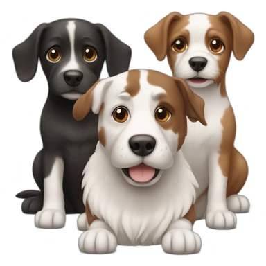 three dogs: one black, one brown and one white sticker