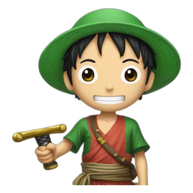 Luffy who got Zoro’s sword sticker