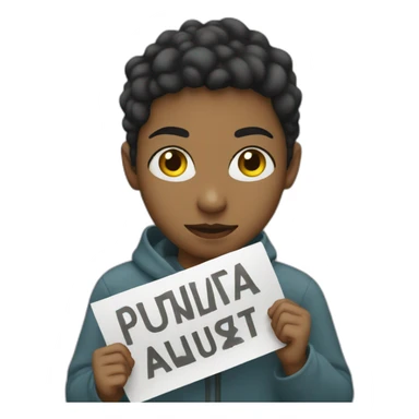 young person with protest sign sticker