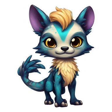 Cool cute Kawaii edgy fantasy shiny chibi animal creature fursona Fionbri vernid by griffsnuff & LiLaiRa & Falvie full bodyal sticker