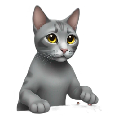 a grey tabi cat djing sticker