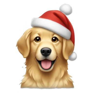 Golden Retriever with a christmas hat sticker