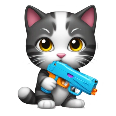 Kitty with watergun sticker