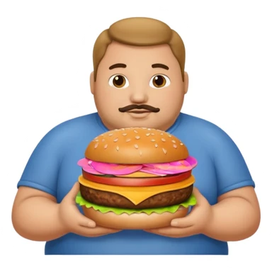 fat guy holding burger sticker