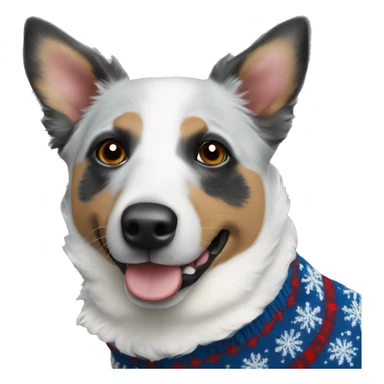 White blue heeler in Christmas sweater sticker
