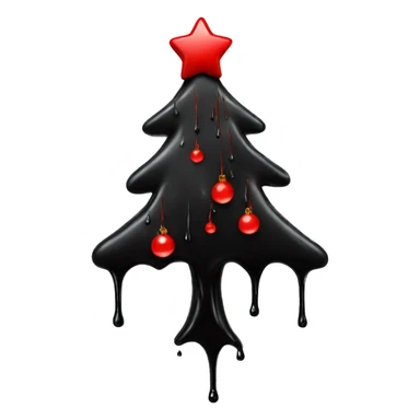 Black dripping Christmas tree with red dripping sticker