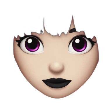 Elissabat-with-bangs-long-hair-purple-and-black-vampire-with-fangs-goth-makeup sticker