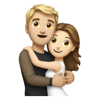White girl with brown hair hugging white guy with dark blonde hair sticker