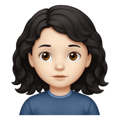 Siyah saçlı saçları öne doğru dalgalı bir şekilde beyaz tenli kahverengi gözlü küçük çocuk sticker