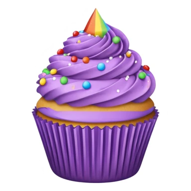 cupcake with purple frosting and rainbow sprinkles sticker