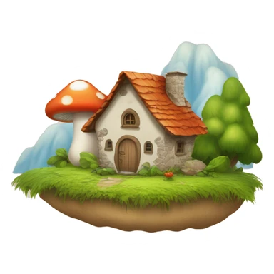 un Schtroumpf avec une maison champignons sticker
