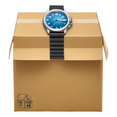 A hand watch peeking of a delivery package sticker