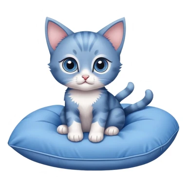 A cute blue kitten with large eyes and paws. Only the front paws are visible, resting on a cushion. The kitten is looking forward. Minimalist design with no detailed features sticker