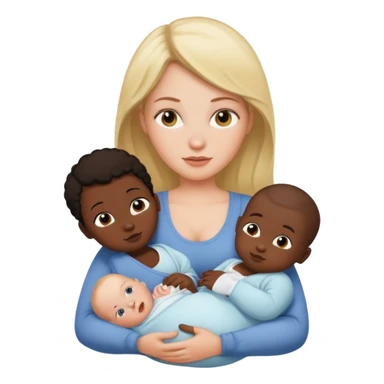 White woman breastfeeding a white baby and black baby sticker