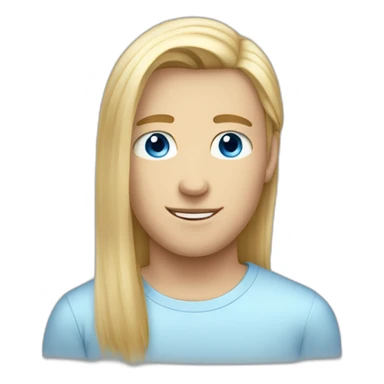 blue-eyed male teen long straight blond hair sticker